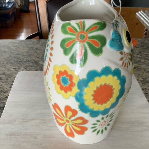 Pier-One Hand Painted Ceramic Owl Vase Or Kitchen Utensil - Picture 4 of 6